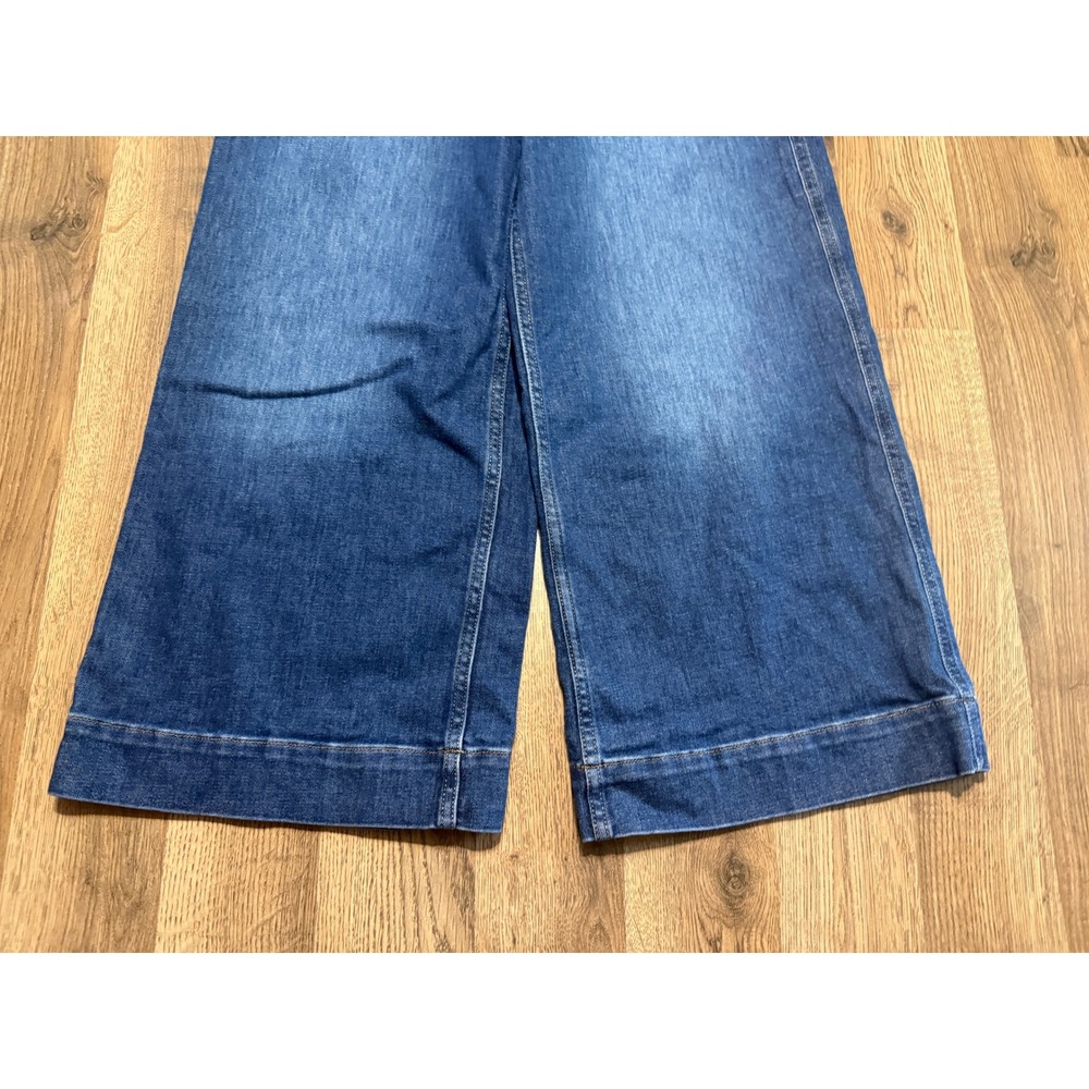 Spanx Wide Leg Jeans Womens Size L Blue Denim High Rise Pull On Excellent - Picture 3 of 13